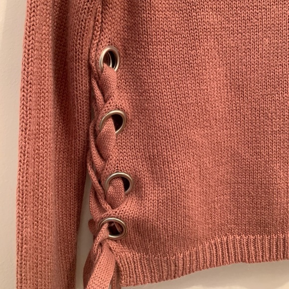 Other - 🛑 SOLD! Girl’s Mauve Colored Sweater w/Braided & Grommets
